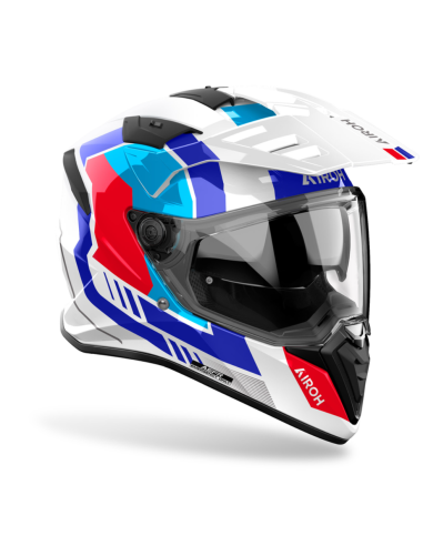 AIROH BANDIT HORN WHITE GLOSS ADVENTURE MOTO HELMET