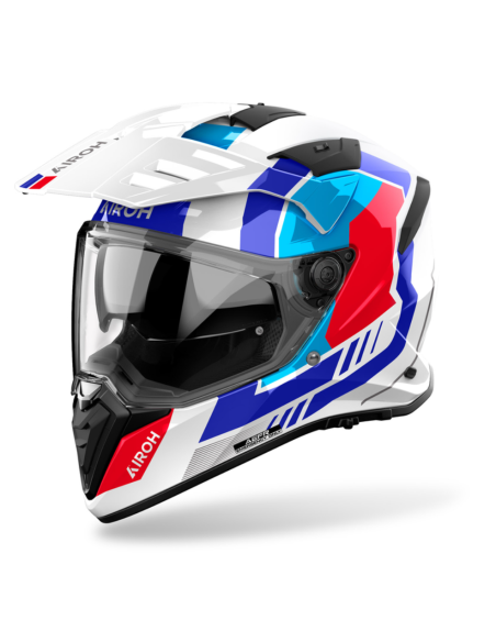 AIROH BANDIT HORN WHITE GLOSS ADVENTURE MOTO HELMET