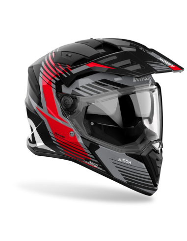 AIROH BANDIT SPICY RED GLOSS ADVENTURE MOTO HELMET