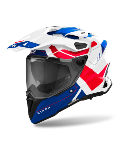 AIROH COMMANDER 2 REVEAL BLUE/RED GLOSS ADVENTURE MOTO HELMET