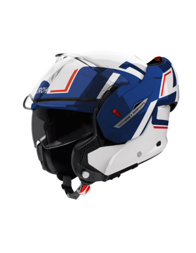 AIROH MATHISSE II GENIUS BLUE/RED GLOSS FLIP-UP MOTO HELMET