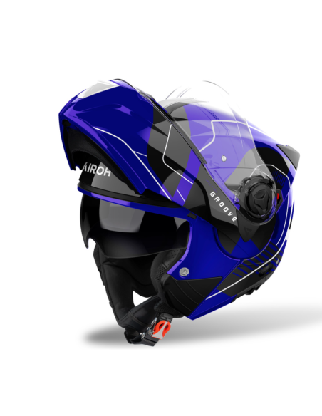 AIROH SPECKTRE GROOVE BLUE GLOSS FLIP-UP MOTO HELMET