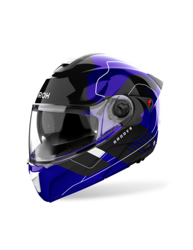 AIROH SPECKTRE GROOVE BLUE GLOSS FLIP-UP MOTO HELMET
