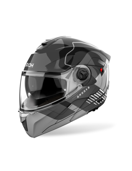 AIROH SPECKTRE GROOVE GREY GLOSS FLIP-UP MOTORCYCLE HELMET