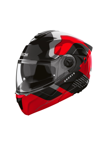 AIROH SPECKTRE GROOVE RED GLOSS FLIP-UP MOTO HELMET