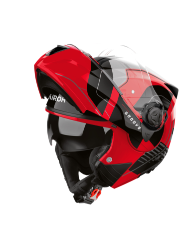 AIROH SPECKTRE GROOVE RED GLOSS FLIP-UP MOTO HELMET