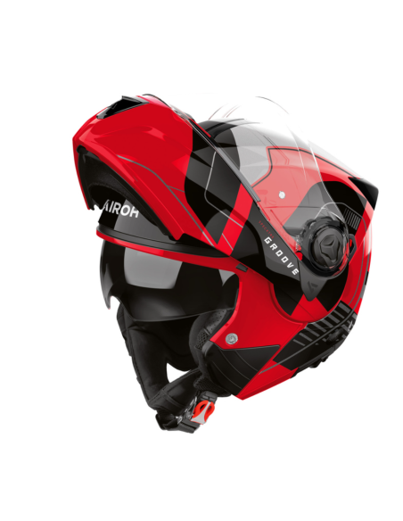 AIROH SPECKTRE GROOVE RED GLOSS FLIP-UP MOTO HELMET
