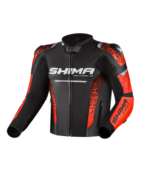 SHIMA КОЖАНАЯ МОТОКУРТКА STR 2.0 ЯРКО-КРАСНАЯ/ЧЕРНАЯ