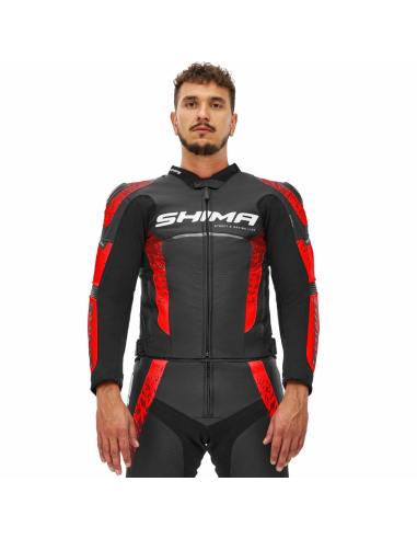 SHIMA STR 2.0 LEATHER MOTO JACKET BRIGHT RED/BLACK