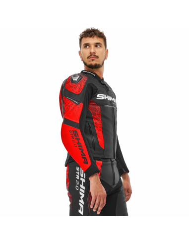 SHIMA STR 2.0 LEATHER MOTO JACKET BRIGHT RED/BLACK