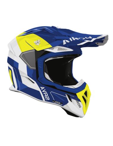 ШЛЕМ ДЛЯ МОТОСПОРТА AIROH AVIATOR ACE 2 SHIELD BLUE/YELLOW GLOSS INDOOR