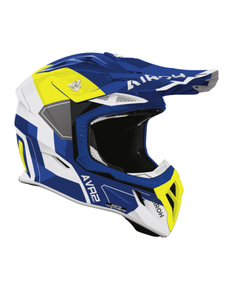 ШЛЕМ ДЛЯ МОТОСПОРТА AIROH AVIATOR ACE 2 SHIELD BLUE/YELLOW GLOSS INDOOR