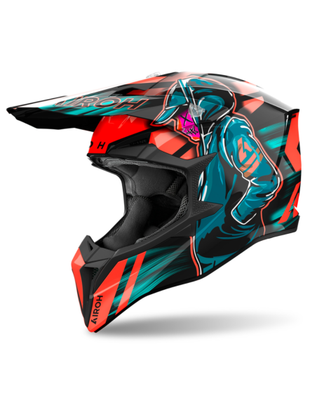 AIROH AVIATOR WRAAP CYBER ORANGE GLOSS CLOSED MOTO HELMET