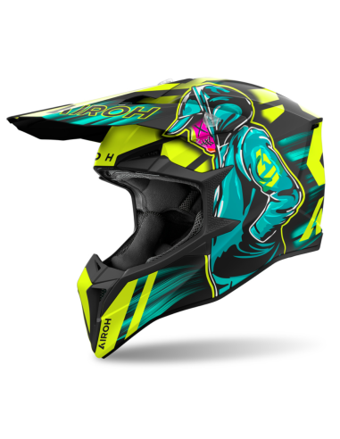 AIROH AVIATOR WRAAP CYBER YELLOW MATT CLOSED MOTO HELMET