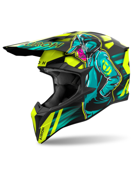 AIROH AVIATOR WRAAP CYBER YELLOW MATT CLOSED MOTO HELMET
