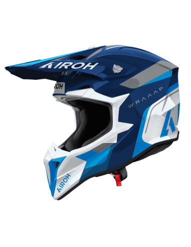 AIROH AVIATOR WRAAP CONQUER BLUE GLOSS CLOSED MOTO HELMET