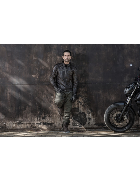 SHIMA BLAKE BROWN LEATHER MOTO JACKET