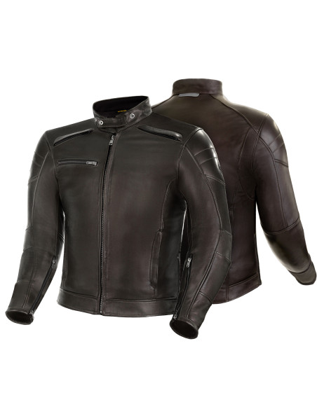 SHIMA BLAKE BROWN LEATHER MOTO JACKET