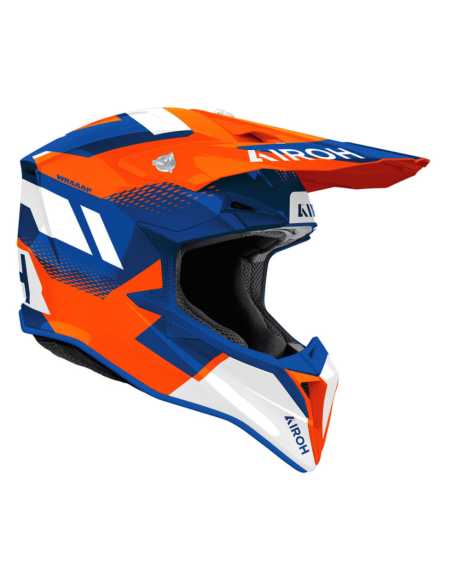 ЗАКРЫТЫЙ МОТОЦИКЛЕТНЫЙ ШЛЕМ AIROH AVIATOR WRAAP VISION ORANGE/BLUE GLOSS