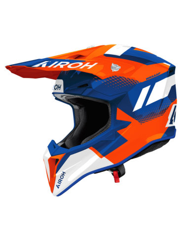AIROH AVIATOR WRAAP VISION ORANGE/BLUE GLOSS UŽDARAS MOTO ŠALMAS