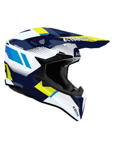 AIROH AVIATOR WRAAP VISION YELLOW/BLUE GLOSS CLOSED MOTORCYCLE HELMET