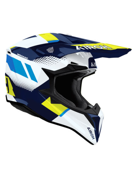 ЗАКРЫТЫЙ МОТОЦИКЛЕТНЫЙ ШЛЕМ AIROH AVIATOR WRAAP VISION YELLOW/BLUE GLOSS