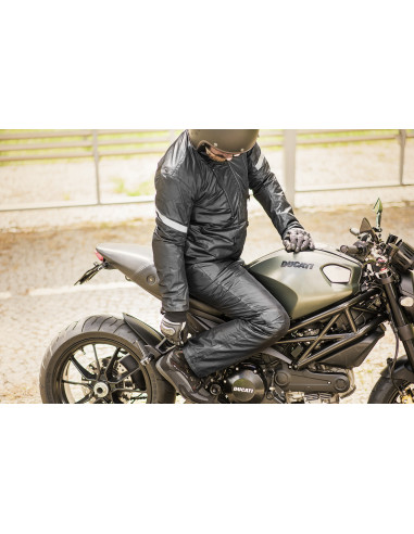 SHIMA JET BLACK SUMMER TEXTILE MOTO JACKET
