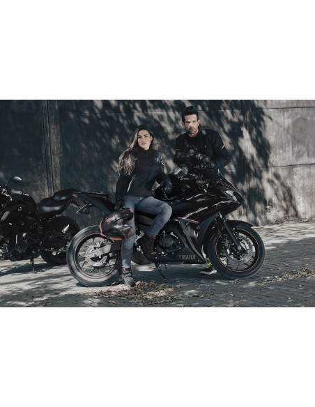 SHIMA JET BLACK SUMMER TEXTILE MOTO JACKET