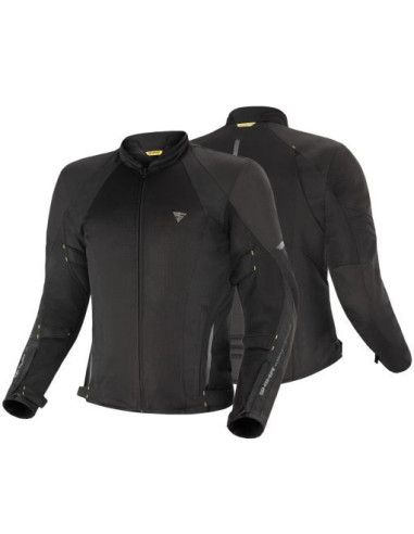 SHIMA JET BLACK SUMMER TEXTILE MOTO JACKET