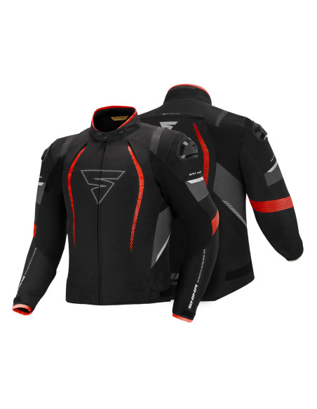 SHIMA SOLID PRO BLACK/RED TEXTILE MOTO JACKET