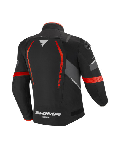 SHIMA SOLID PRO BLACK/RED TEXTILE MOTO JACKET