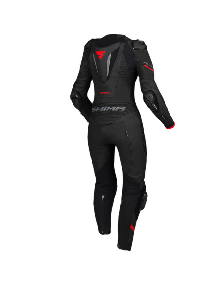 SHIMA MIURA RS BLACK/RED ONE-PIECE WOMEN'S LEATHER MOTO SUIT