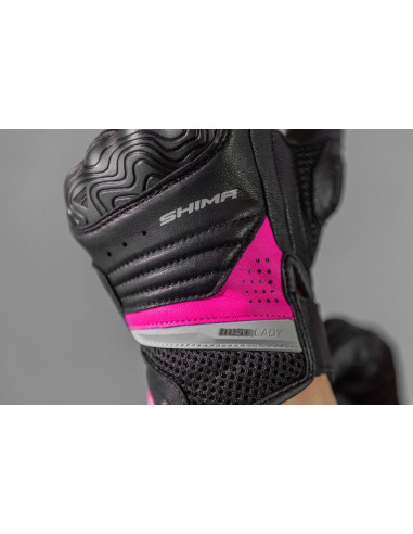 SHIMA RUSH LADY BLACK/FUCHSIA WOMEN'S SHORT MOTO GLOVES