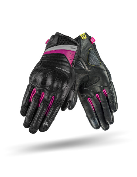 SHIMA RUSH LADY BLACK/FUCHSIA WOMEN'S SHORT MOTO GLOVES