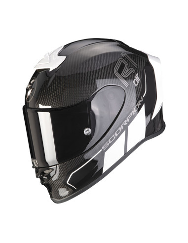 SCORPION EXO-R1 CARBON EVO AIR CORPUS II BLACK/WHITE SPORTINIS/UŽDARAS MOTO ŠALMAS