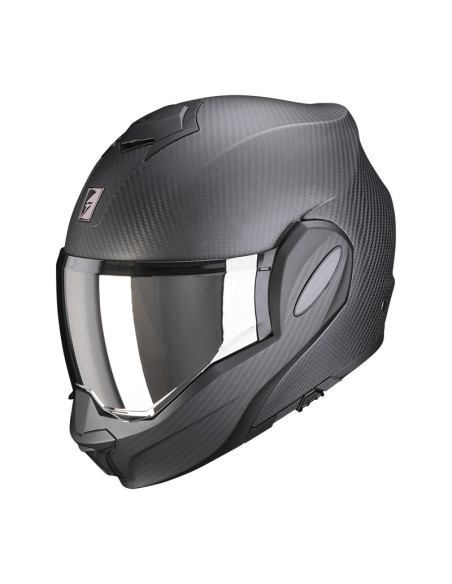 SCORPION EXO-TECH EVO CARBON MATT BLACK FLIP-UP MOTO HELMET