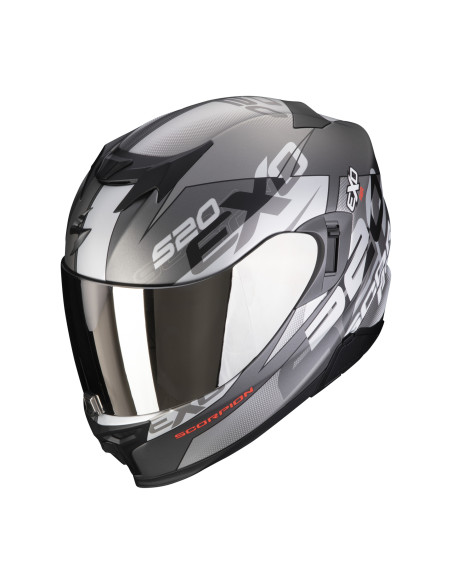 SCORPION EXO-520 EVO AIR COVER WHITE/SILVER SPORTINIS/UŽDARAS MOTO ŠALMAS