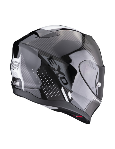 SCORPION EXO-520 EVO AIR LATEN BLACK/WHITE SPORTINIS/UŽDARAS MOTO ŠALMAS