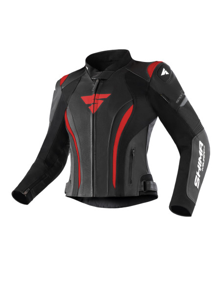 SHIMA MIURA 2.0 BLACK/RED WOMEN'S LEATHER MOTO JACKET