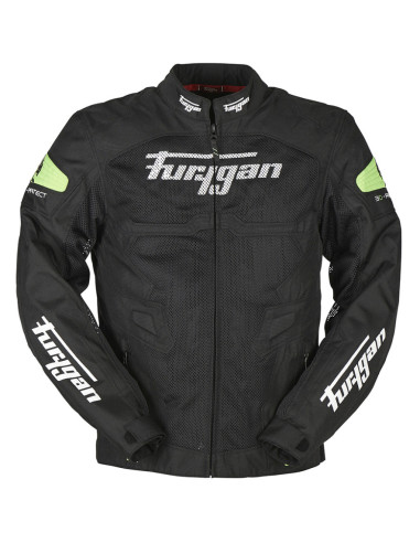 FURYGAN ATOM VENTED BLACK/GREEN TEKSTILINĖ MOTO STRIUKĖ