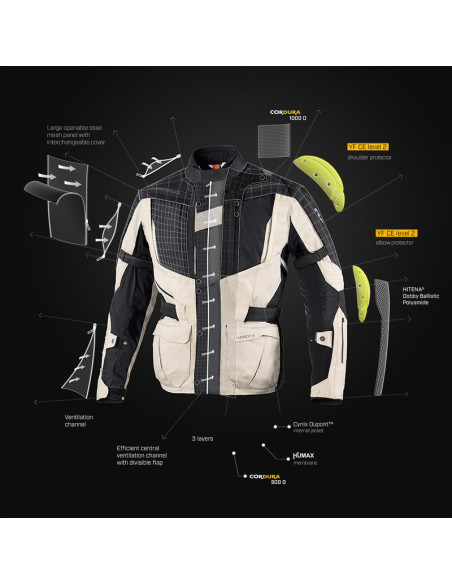 REBELHORN HARDY II BLACK/GREY LADY TEKSTILINĖ MOTO STRIUKĖ