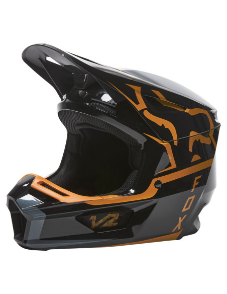 FOX V2 MERZ BLACK/GOLD KROSINIS MOTO ŠALMAS