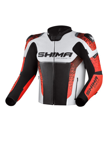 SHIMA STR 2.0 LEATHER MOTO JACKET RED FLUO