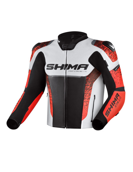 SHIMA КОЖАНАЯ МОТОКУРТКА STR 2.0 КРАСНЫЙ ФЛУО