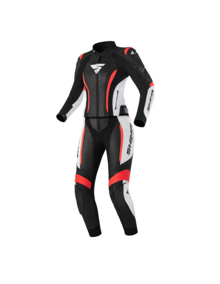 SHIMA MIURA 2.0 RED FLUO 2-PIECE LEATHER MOTO SUIT