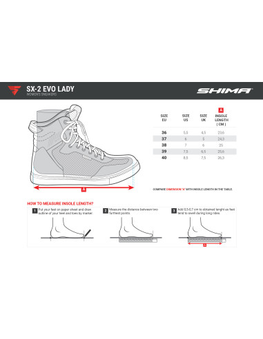 SHIMA SX-2 EVO LADY BLACK SHORT MOTO SHOES
