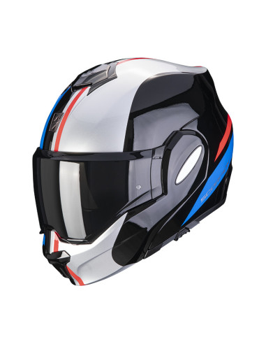 SCORPION EXO-TECH EVO FORZA BLACK/RED/BLUE FLIP-UP MOTO ŠALMAS