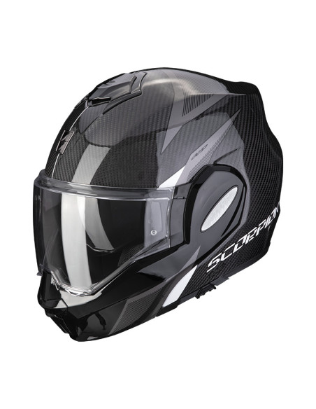 SCORPION EXO-TECH EVO CARBON TOP BLACK FLIP-UP MOTO ŠALMAS