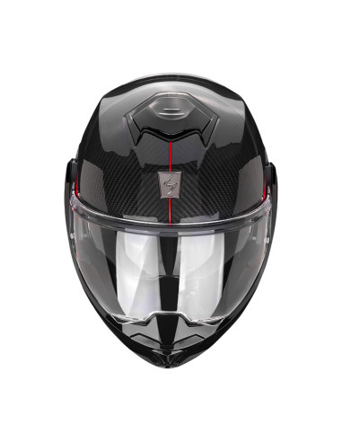 SCORPION EXO-TECH EVO CARBON TOP RED FLIP-UP MOTO ŠALMAS