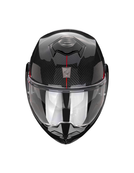 SCORPION EXO-TECH EVO CARBON TOP RED FLIP-UP MOTO ŠALMAS